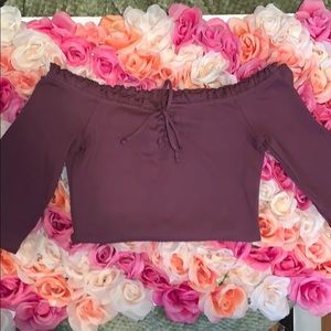 Off the Shoulder Lace Up Top